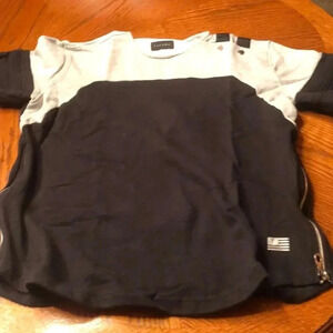 Tackma Black Gray Short Sleeves Sweat Shirt